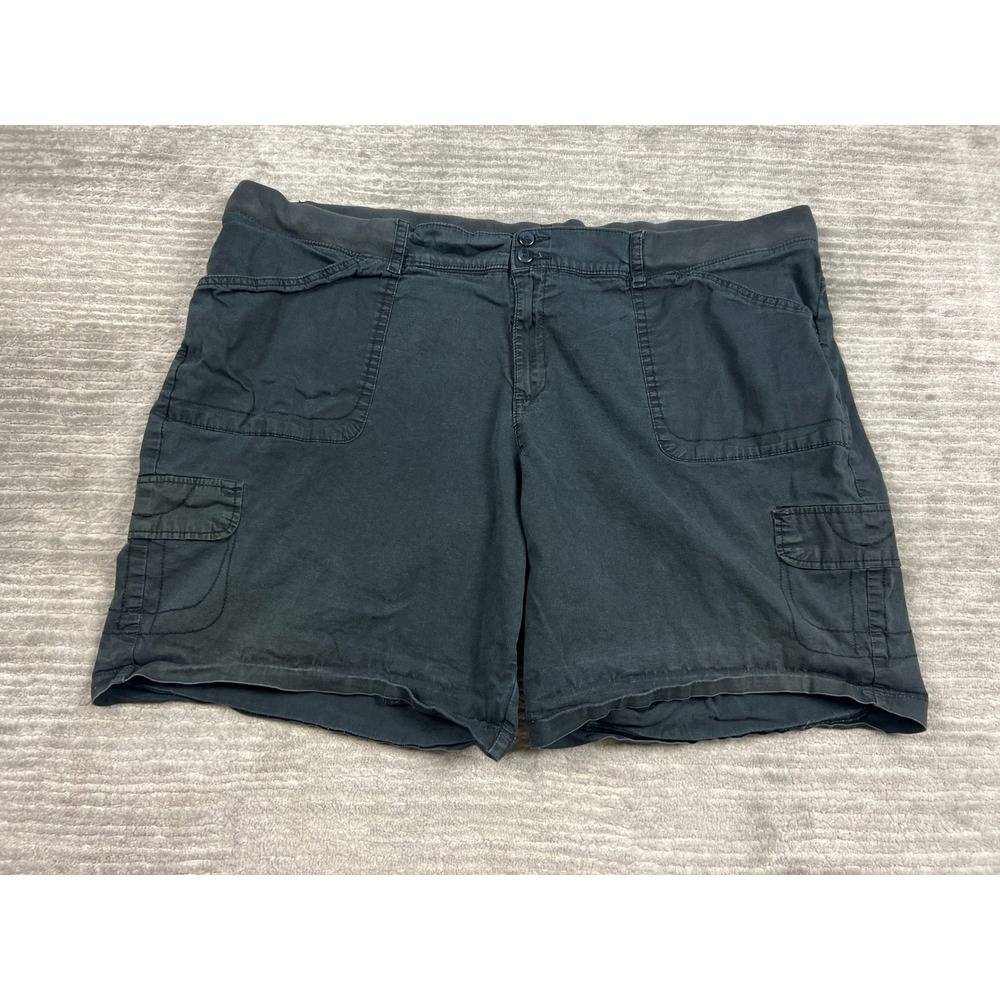 Lee Cargo Shorts Womens 24W Gray Relaxed Fit Elastic Waist Cotton Blend Stretch